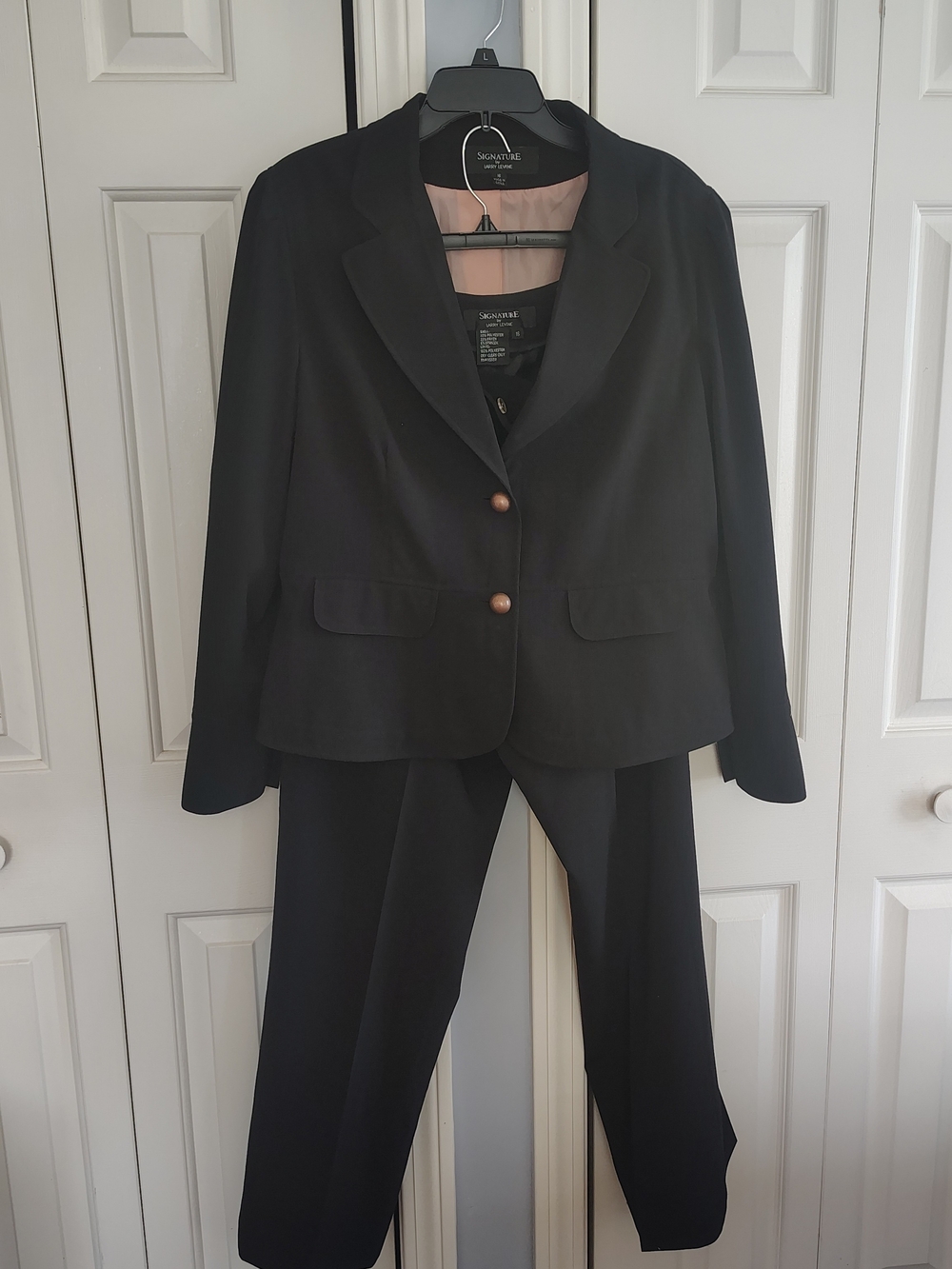 Larry Levine Signature Pantsuit Women's Black Blazer & Trouser Suit 16